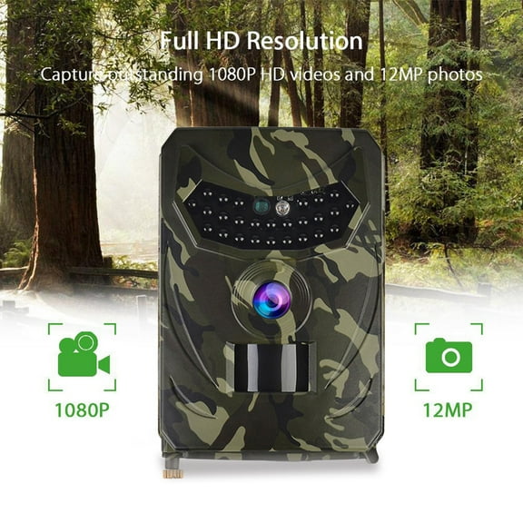 Xecvkr Hunting Camera 12MP Photo Trap Night Vision 1080P Motion Sensor IR LED 120 Degree Waterproof Home Security Wildlife Outdoor Camouflage 1 Set