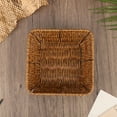 thumbnail image 1 of Xecvkr Imitation Woven Fruit Snack Basket Round Storage Organizer Plastic Display Serving Bread Vegetable Dish for Home Kitchen Cafe 1pc Brown, 1 of 6