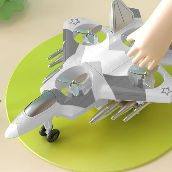 Xecvkr Inertial Drive 360 Trick Fighter Toy Rotating High Speed Simulation Plane with Sound and Lights 16x12x6cm Durable Plastic Construction