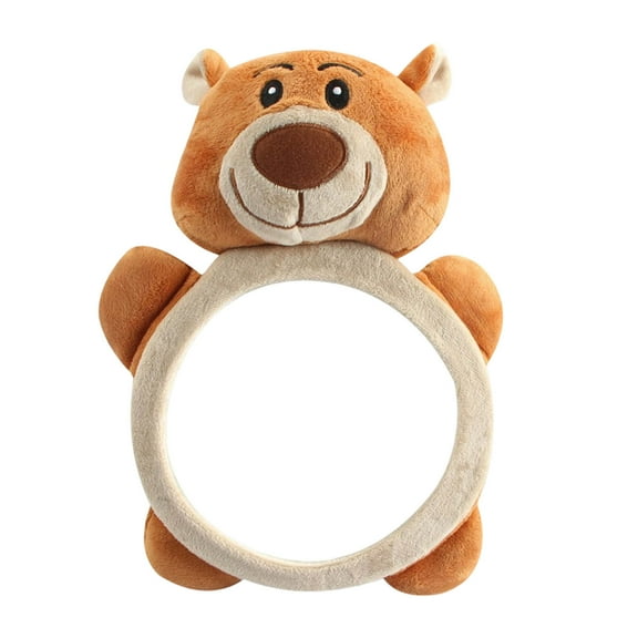 Xecvkr Infant Stroller Rearview Mirror Plush Bear Toy Soft Fluffy Interactive Kids Car Bed Observation Light Hook Easy Hang Sensory Entertainment 11x8.3in 1pc