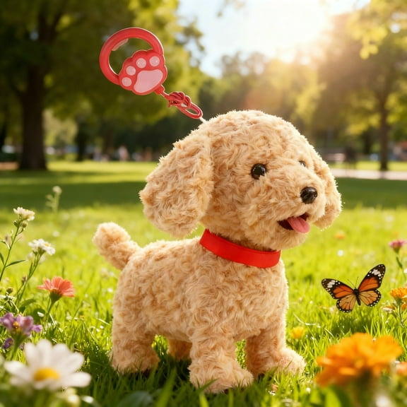 Xecvkr Interactive Robotic Puppy Dog Touch Sensor Voice Mimic Remote Walk Play Lifelike Motion Realistic Sound Leash Electronic Kid Entertainment Companion Gift 1 Set Yellow