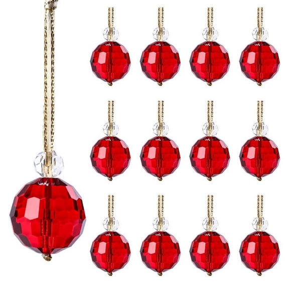Xecvkr Iridescent Mini Christmas Glass Ornament Set Tree Wedding Decor Round Suncatcher Chain Hanging Prisms 8pcs 3.54in