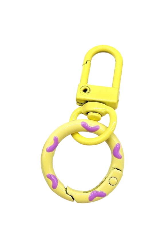 Keychain Donut Shape Spring Hook Enamel Alloy Bright Color Door Knob Combo Pendant Bag Decor Kids Cute Fashion Accessory Gift 1 Piece