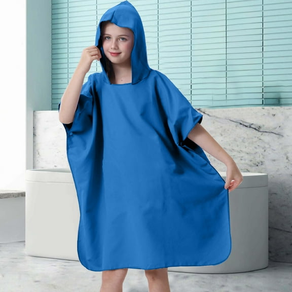Xecvkr Kids Beach Changing Towel, Hooded Wetsuit Surf Robe with Pocket, Fast Dry Adjustable Sleeves, 9 Colors, 60x60cm