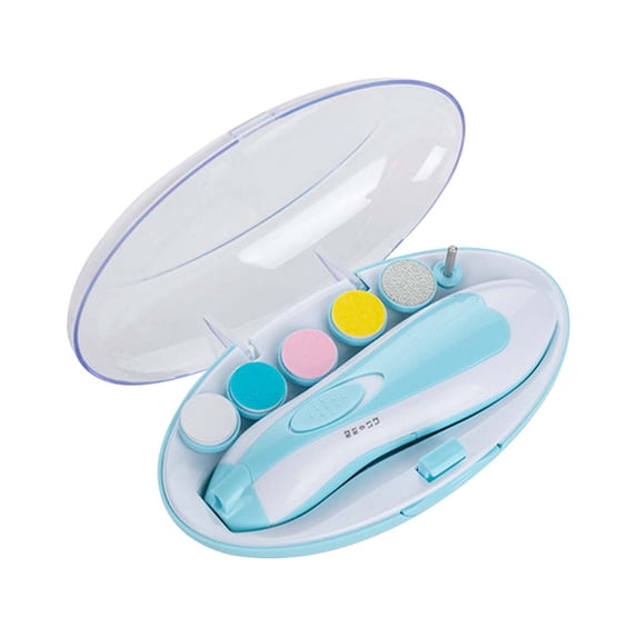 Xecvkr Kids Nail Trimmer and Polisher, Electric Nail File, 5 Replacement Pads, LED Light, 4 Modes, for Infant Toddler Adult, Safe Grinding, 14.5x4.5cm