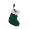 thumbnail image 1 of Xecvkr Knitted Wool Hosiery Embroidered Alphabet Candy Gift Bag Green Christmas Stocking Gift Medium Polyester Holiday Family Decoration Cute Home 18x15cm 1pc, 1 of 2