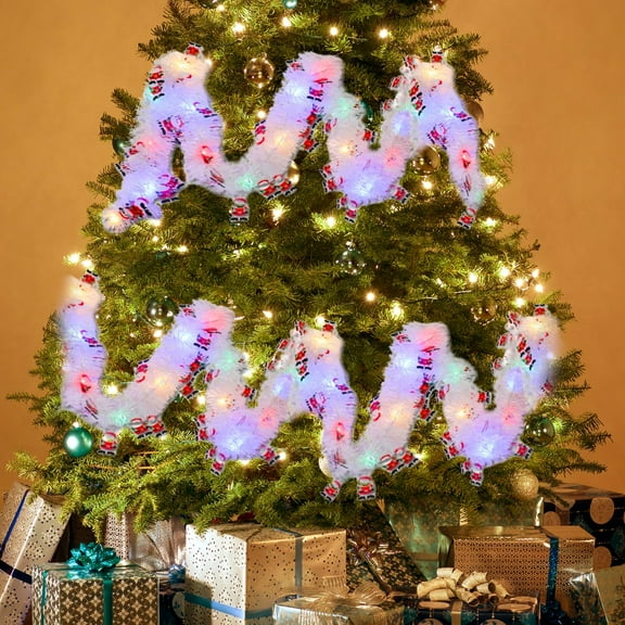 Xecvkr LED Christmas Ribbon Copper String Lights Woolen Strip Color Changing Ambient Party Decorative Battery Powered Flexible Indoor Outdoor 39.37in 1 Piece