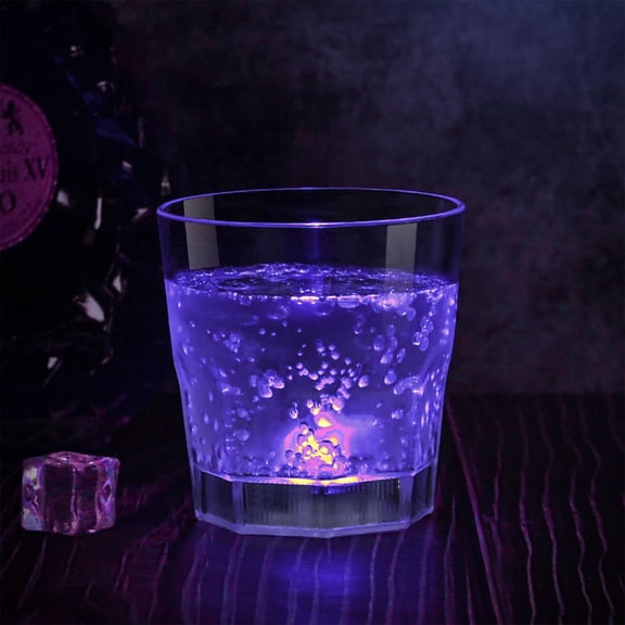 Xecvkr LED Light Up Drinking Glass Tumbler Glow 8 Mode Multi Color Party Bar Night Club Reusable BPA Free Acrylic Safe Home Event Birthday Celebration 12oz 1 Pack Blue