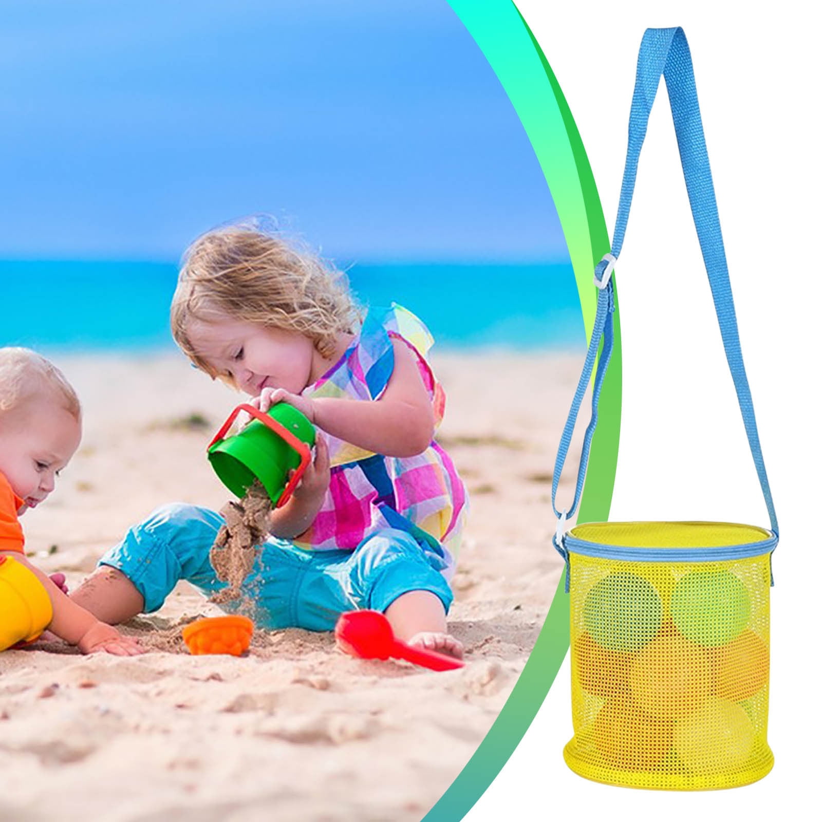 Xecvkr Large Capacity Beach Mesh Bag Shell Collector Toy Tote Zipper ...