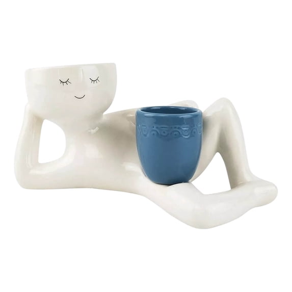 Xecvkr Lazy Little Man Figure Succulents Planter Pot Cute Home Desktop Ornament Funny Vase Container for Indoor Plants Cactus 1 Pack