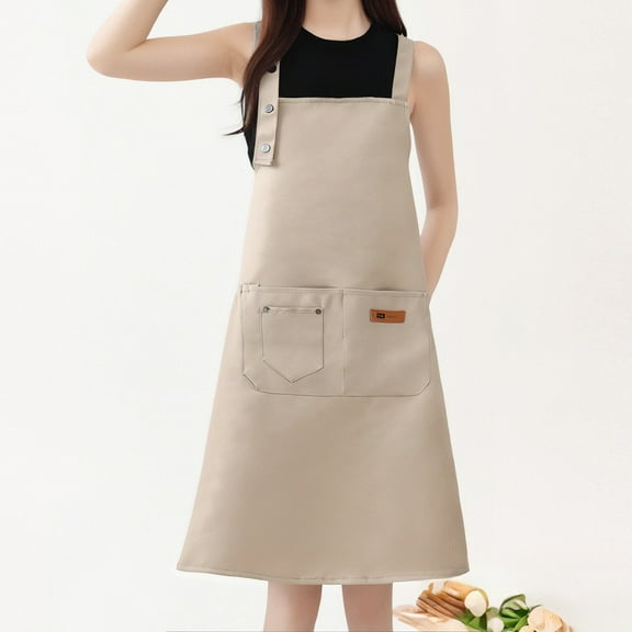 Xecvkr Long Cotton Apron Waterproof Oil Resistant Adjustable Bib Kitchen Cooking Cleaning Chef Home Restaurant Use Unisex 1 Piece Free Size