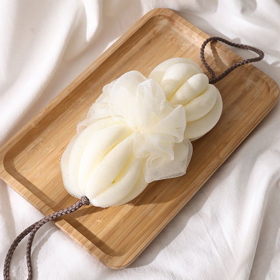 Xecvkr Long Strip Bath Flower Back Scrubbing Soft No Scattering Double Stretchable Bath Hanging Rope Mesh Foaming Comfortable Body Cleaning for Shower Single Pack White