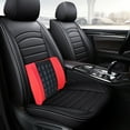 thumbnail image 1 of Xecvkr Lumbar Massage Car Cushion Back Support Vibration Seat Pad Ergonomic Pain Relief Easy Install Cloth Leather Red Black 33x30x10cm 1 Pack, 1 of 7