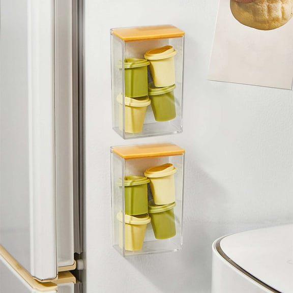 Xecvkr Magnetic Suction Flip Storage Box Wall Mounted Refrigerator Sticker Organizer Small Sundries Sorting Container with Lid Modern Plastic Compact 1pc