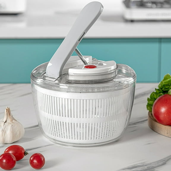 Xecvkr Manual Fruit Vegetable Salad Spinner Press Kitchen Drainer Dewatering Box Large Capacity Compact Storage 8.26x5.90in 1 Piece