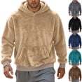 thumbnail image 1 of Xecvkr Mens Fuzzy Pullover Hoodie Loose Cozy Athletic Sweatshirts Winter Thick Long Sleeve Warm Hoodies with Pocket Soft Workout Comfy Top Black L, 1 of 7