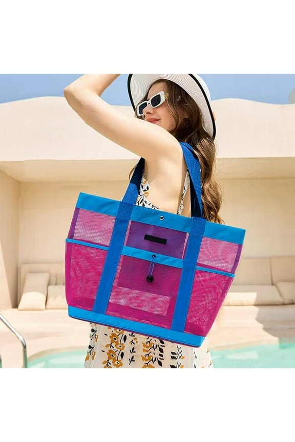 Mesh Shower Tote Five Pocket Compartment Wash Bag Hanging Portable Bath Organizer College Dorm Beach Pool Travel Gym Camping 1 Pack Pink