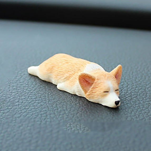 Xecvkr Mini Corgi Dog Figurine Resin Car Dashboard Decoration Cute Puppy Model for Home Office Desk Ornament