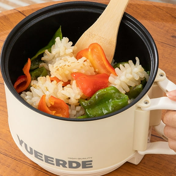 Xecvkr Mini Electric Hot Pot 1.2L Portable Ramen Cooker for Steaming Stir-Frying Soup Multi-Function Non-Stick Pot USB Powered