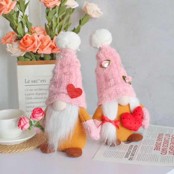 Xecvkr Mothers Day Faceless Doll Flower Girl Home Gift Forest Elf Holiday Standing Fabric Gnome Tabletop Decoration Set Housewarming Decorative Ornaments Set of 2