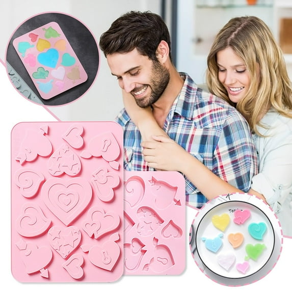 Xecvkr Multi-Heart Cake Decoration Tool 13-in-1 Baking Utensil Set Soft Flexible Oven Safe Pudding Christmas Party Cookie Mold DIY Kitchen Accessory Easy Clean 1pc