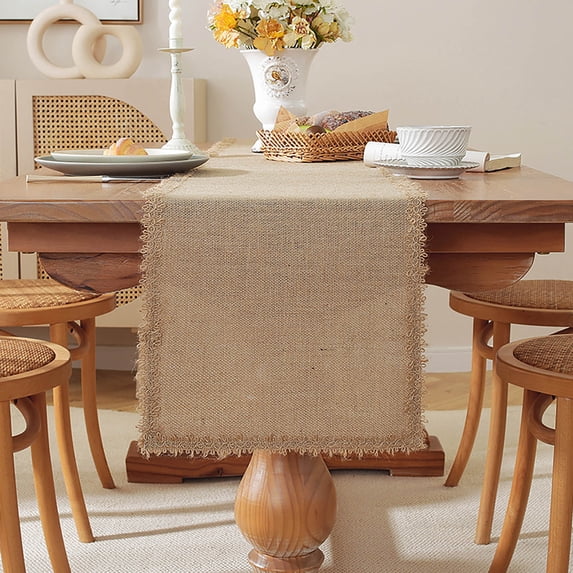 Xecvkr Natural Linen Table Runner Woven Decorative Table Flag Festival Party Dining Table Foyer Cabinet Cover Handkerchief
