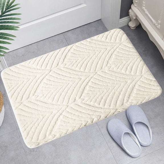 Xecvkr Non Slip Floor Mats Velvet Door Mat Absorbent Bathroom Slip Proof Entry Rug Soft Thick Comfortable Home Entrance Floor Mat 1 Pack White