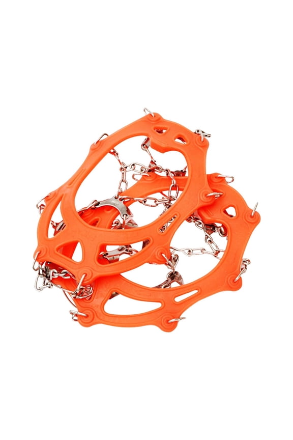 Outdoor 13-tooth Crampons Snow Non-Slip Shoe Cover Ice Walking Hiking Fishing Thick thermoplastic Elastomer Steel Spikes Boot Size 35-44 Stretchable Pocket 2pcs Pair