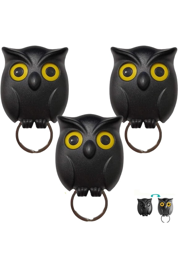 Owl Shape Magnetic Key Holder Wall Mount Organizer ABS Cute Eyes Open Close Self-adhesive No Drill Decorative Friendship Gift Home 2-3pcs