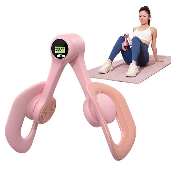 Xecvkr Pelvic Floor Exercise Device LED 360 Degree Thigh Butt Digital Display Inner Trainer Home Office Fitness Non-slip Smart Screen Shaping Rotation 11.8x4.33in 1 Pack Pink