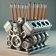 thumbnail image 1 of Xecvkr Pen Holder Engine Block V8 Desk Organizer Unique Mechanic Style for Car Lovers Tabletop Pencil Storage Decorative Durable 1pc, 1 of 2