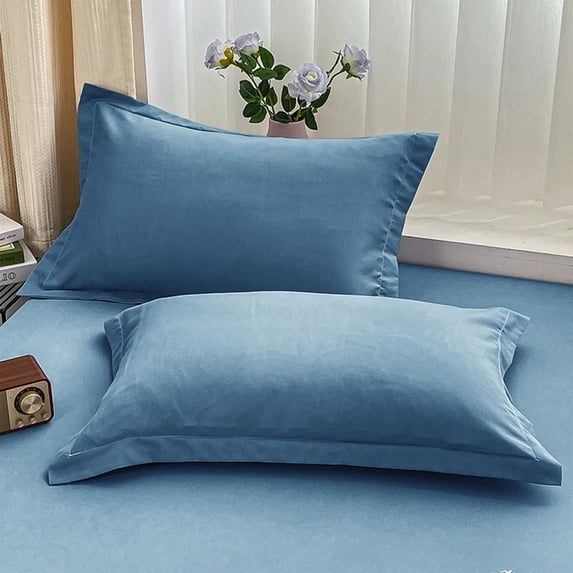 Xecvkr Pillowcase Set 2 Pack Brushed Microfiber Moisture Wicking Soft Wrinkle Resistant Anti Slip Vegan Hair Friendly 2 Pack Blue