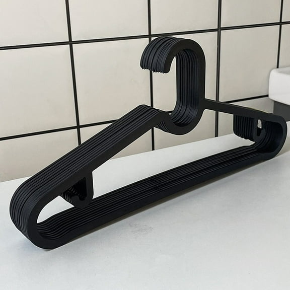 Xecvkr Plastic Clothes Hanger 10Pc Set Black White 15.16x6.89in Multi Functional Display Drying Closet Organization Non Slip Rounded Edge Home Dorm