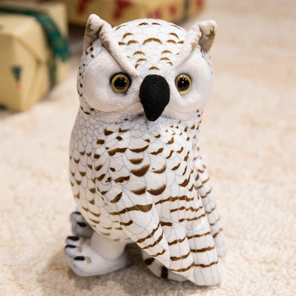 Xecvkr Plushies Cute Big-Eyed Owl Plush Toy Cute Portable Realistic Embroidered Safety Stuffed Animal for Kids Children Soft Snuggle Bedroom Naptime White
