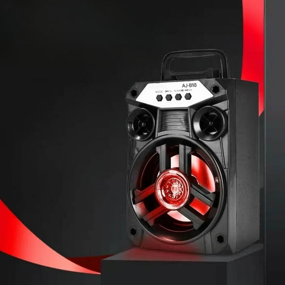 Xecvkr Portable Bluetooth Speaker Double Subwoofer Stereo FM Radio 5.0 Wireless 1200mAh Rechargeable Handle Cell Phone Stand EQ Adjustment 10W 4 Inch 1 Pack