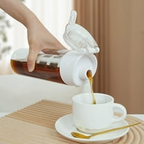 Xecvkr Portable Cold Brew Coffee Maker with Filter, Heat Resistant Tea Infuser Bottle, 500ml Glass Pitcher for Iced Beverages, Blue and White