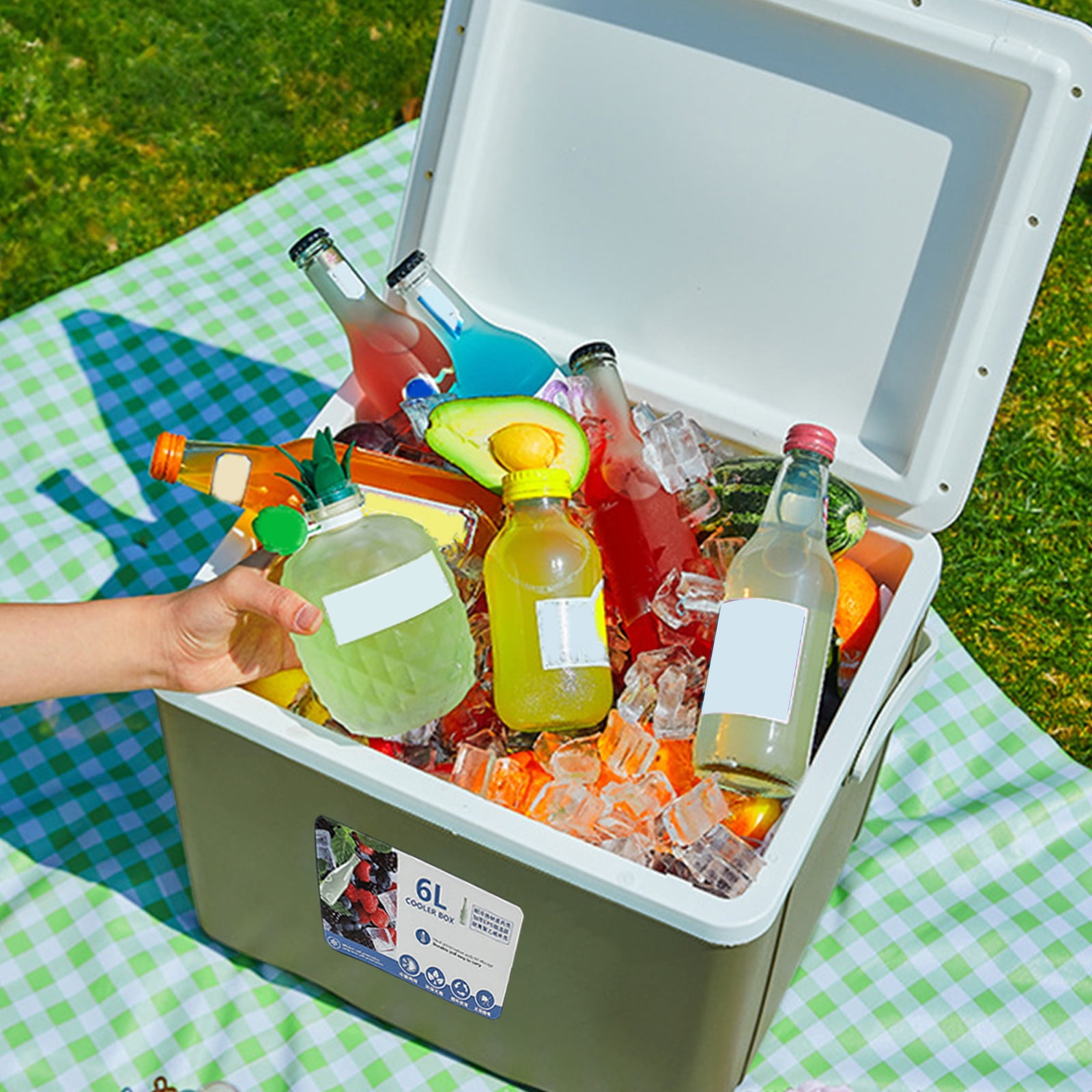 Xecvkr Portable Cooler Insulated Box Leak Proof Hard Chest 3 Day Ice Retention Outdoor Camping Sports Beach Picnic Tailgating Storage 6L 10.62x7.08x9.05in 1 Piece