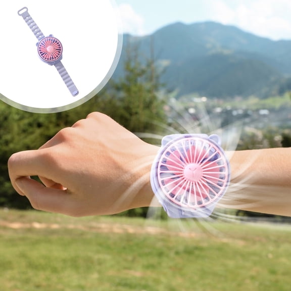 Xecvkr Portable Watch Fan Battery Powered Mini Handheld Bladeless Personal Cooling Device for Outdoor Indoor Student Travel Gift 1pc Purple
