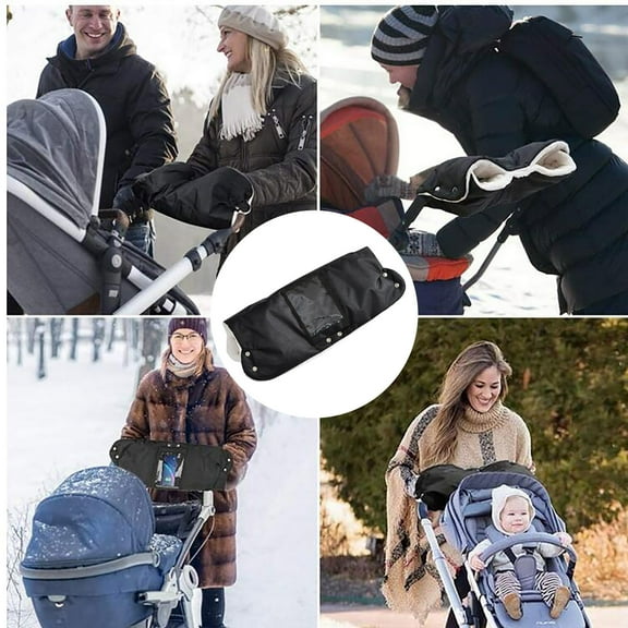 Xecvkr Pram Hand Warmer Fleece Inner Hand Muff Waterproof Windproof Stroller Pushchair Mobile Pocket Detachable Winter Frost Protection Universal 20.87x9.84in 1 Piece