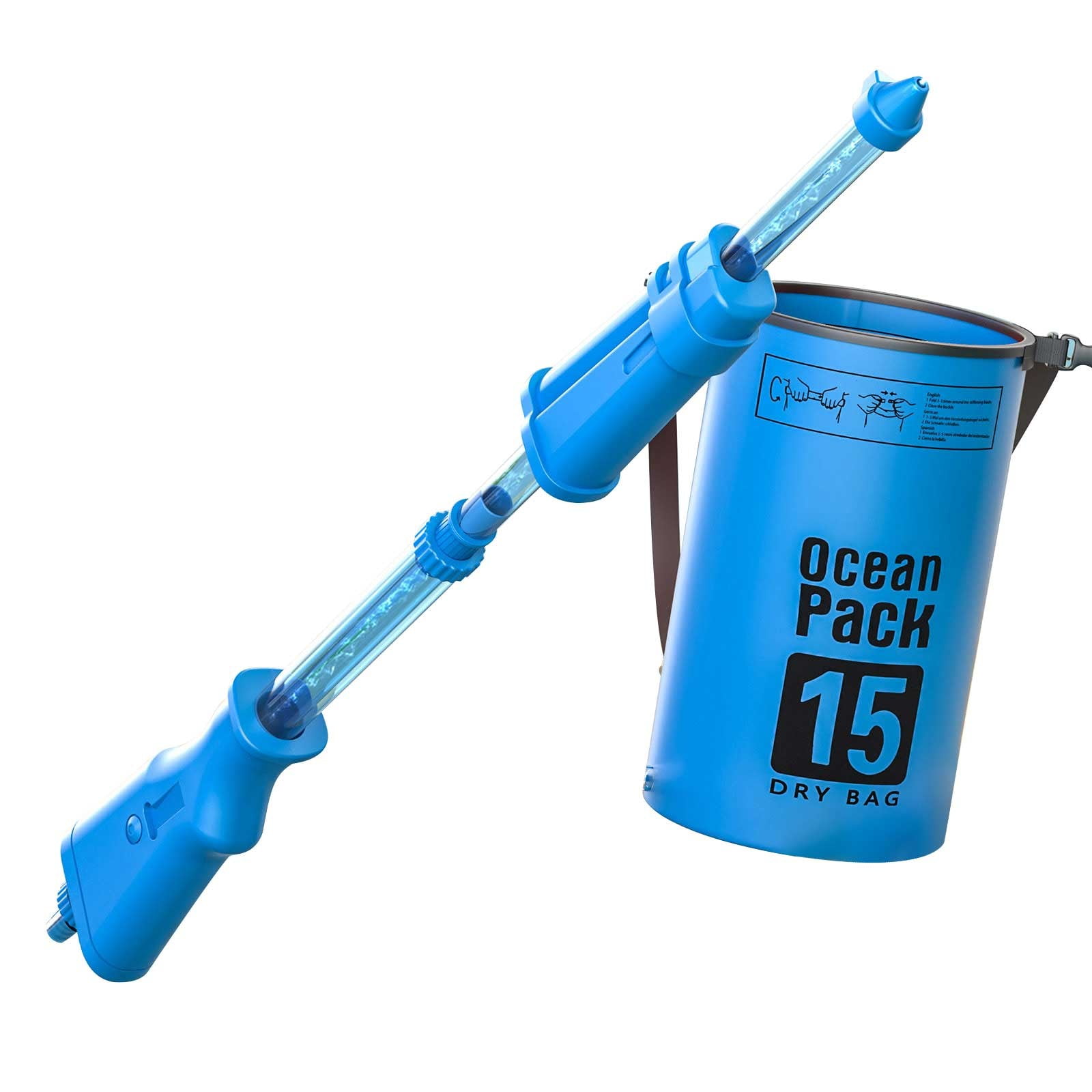 Xecvkr Pull-Out Backpack Water Blaster 15L High Pressure Large Capacity Outdoor Sprayer Toy Water Fight Summer Play Accessories 1 Pack Blue