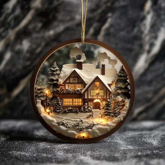 Xecvkr Round Ceramic Christmas Ornament Santa Smiling Print Lightweight Hanging Holiday Tree Mantel Decorative Durable 1pc