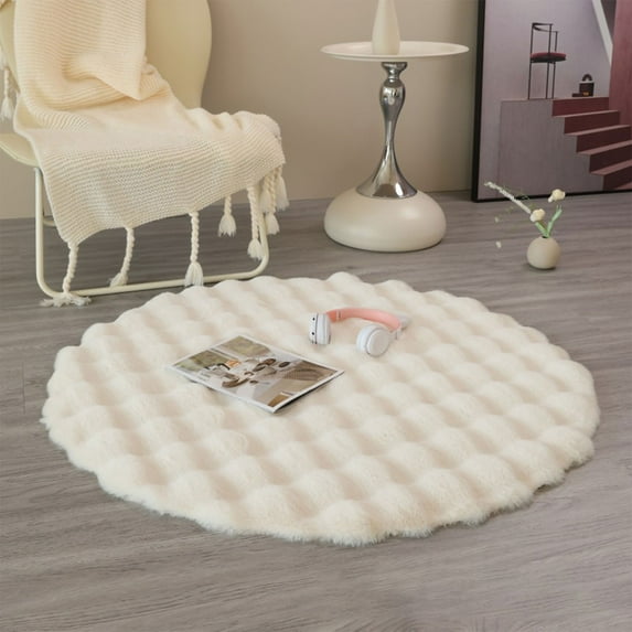 Xecvkr Round Plush Area Rug, 50x50cm Soft Shaggy Carpet for Bedroom Living Room, Non-Slip Backing, Multiple Colors, 19.69x19.69 Inches, Machine Washable