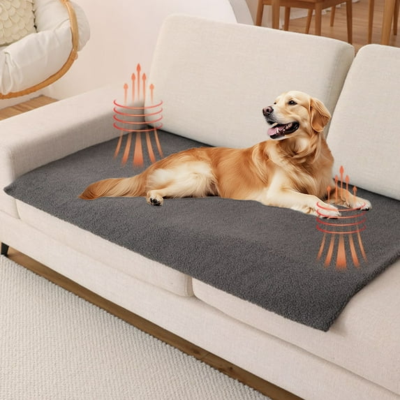 Xecvkr Self Warming Pet Mat for Cats Dogs Winter Thermal Heated Pad Extra Warm Non-Slip Washable Indoor Outdoor Bed Gray