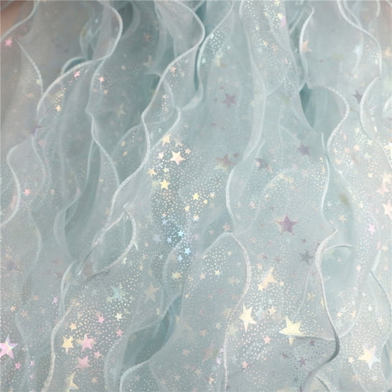 Xecvkr Sequined Yarn Ribbon Transparent Bow DIY Hair Accessory Snow Mesh Gift Wrap Christmas Tree Decor 16.4ft Pink Blue Purple 1pc