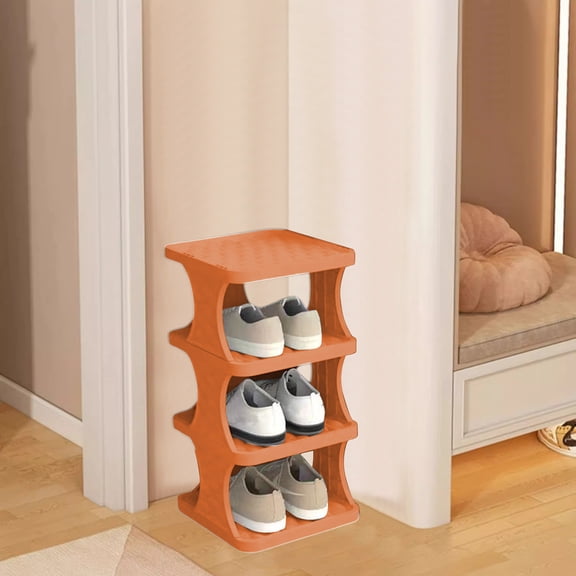 Xecvkr Shoe Storage Rack Shoe Rack Organizer 4 Tiers Metal Shelves Entryway Bedroom Closet Dorm Room Stable Easy Install Storage White Blue Orange 19.29x10.24x9.45in 1 Pack
