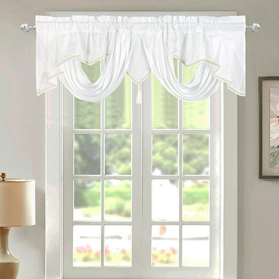 Xecvkr Short Curtain Solid Color Rod Pocket Window Panel Small Drapes Home Decor Versatile Polyester 55.12x17.72in White Beige Gray 1 Piece