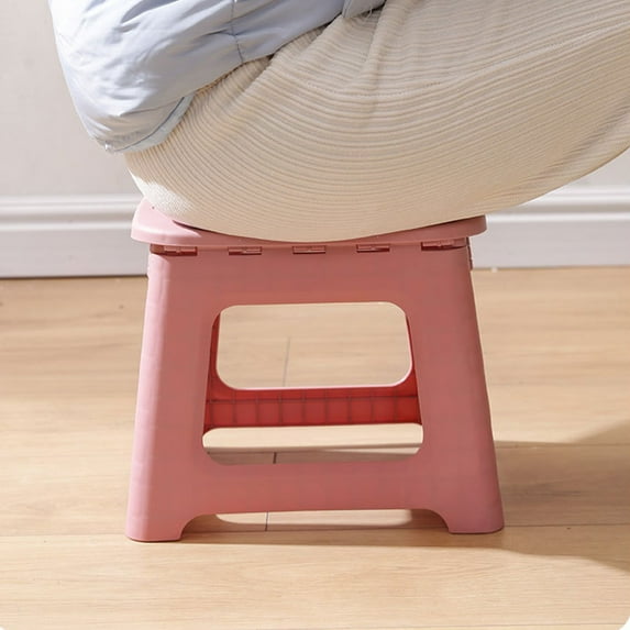 Xecvkr Silla Plegable Folding Stool Round Edge Small Space Saving Plastic Chair for Home Office Outdoor Portable Compact Lightweight Blue Pink Red Orange