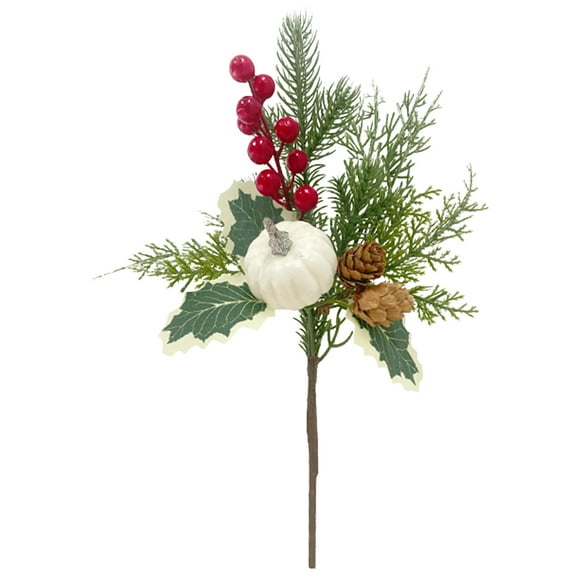 Xecvkr Simulated Berry Needle Decoration Christmas Green Flower Arrangement Plastic Metal Wire Adjustable Table Festive Bouquets Foam Easy Hang 11.8in 1pc