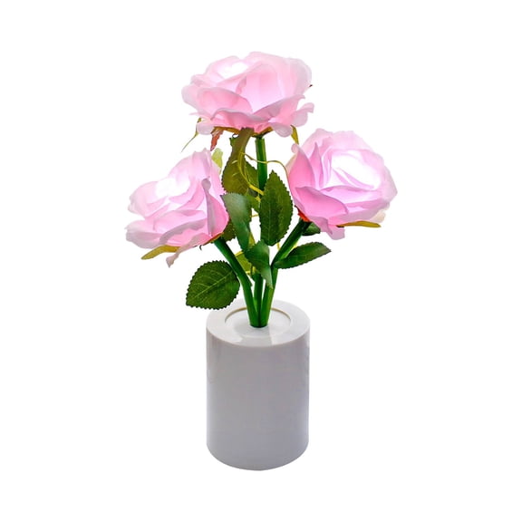 Xecvkr Simulated Bouquet LED Night Light DIY Small Table Lamp Battery Powered Decorative Bedside Sense Lamp Gift Packing for Bedroom 1 Pack Pink