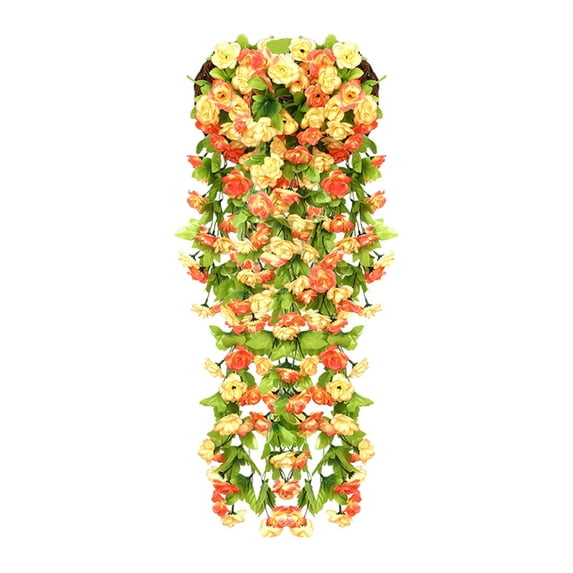 Xecvkr Simulated Violet Flower Hanging Basket Artificial Rose Decorative Landscaping Rattan Home Balcony Outdoor Indoor Arrangements Spring Realistic Maintenance Free